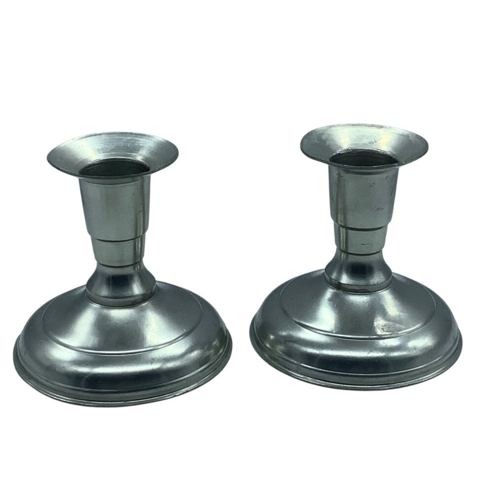 Vintage Tiel Rio Holland Pewter Candle Stick Holders 3.5”‎ Weighted Pair